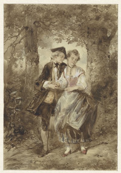 Couple amoureux dans la forêt - Herman Frederik Carel ten Kate