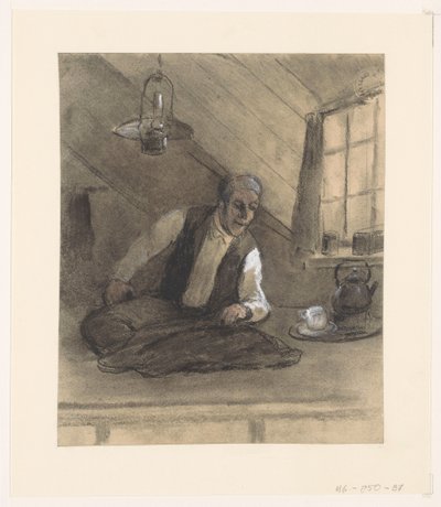 Tailleur travaillant dans une chambre mansardée - Herman Heijenbrock (possibly)