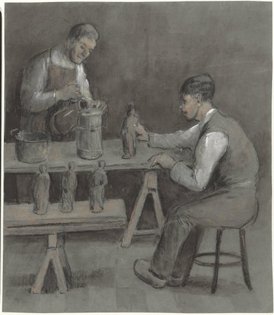 Deux ouvriers fabriquant des figurines - Herman Heijenbrock