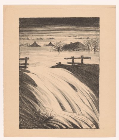 Inondation de la Meuse et du Waal jan. 1926 - Herman Heuff (signed by artist)