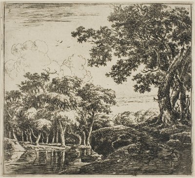 Trois grands arbres sur une colline, cinquième planche d
