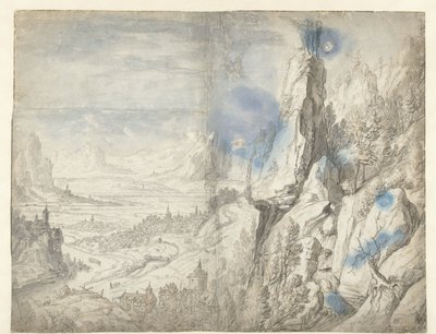 Paysage vaste avec la tentation du Christ - Herman Saftleven