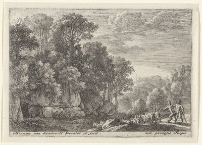 Deux satyres avec un troupeau de chèvres - Herman van Swanevelt