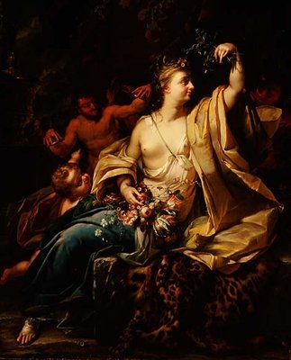 Bacchante avec un putto, des satyres et des nymphes - Herman van der Myn