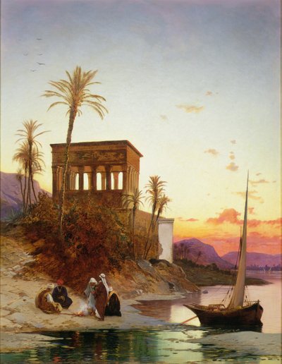 Feu de camp près de la rivière, le kiosque de Trajan, vers 1880 - Hermann David Salomon Corrodi