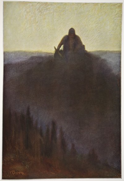 Wotan attend à Valhalla la fin avec sa lance brisée, 1906 - Hermann Hendrich