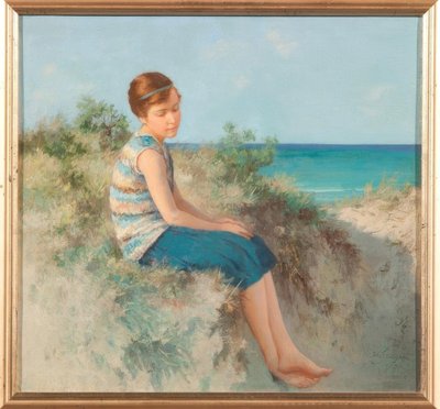 Fille dans les dunes sur la plage de la mer du Nord à Sylt - Hermann Seeger