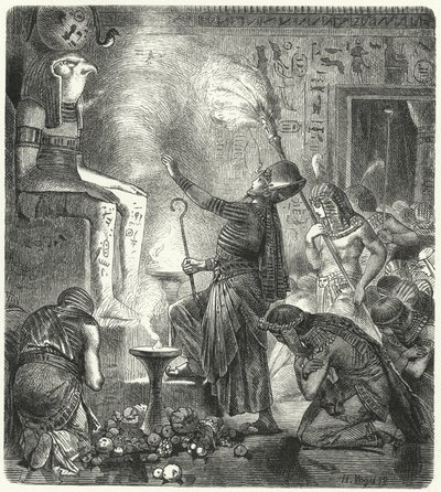 Un jeune pharaon égyptien dans un temple - Hermann Vogel