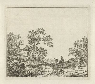 Paysage avec un homme à pied et une femme à cheval - Hermanus Fock