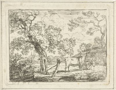 Paysage avec deux vaches - Hermanus Fock