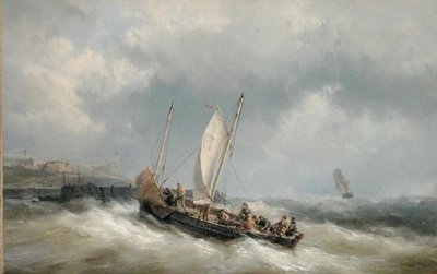 Un lougre entrant dans le port par tempête - Hermanus Koekkoek