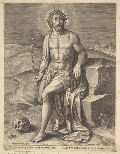 Le Christ assis sur la pierre froide, avant ca. 1586 - Hieronymous Wierix