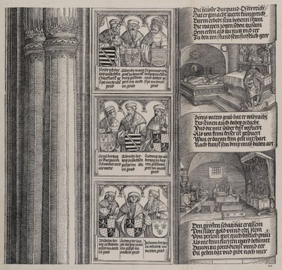 Le Tombeau Érigé par Maximilien pour son Père, et Le Trésor Impérial, avec Portraits, 1515 - Hieronymus Andreae