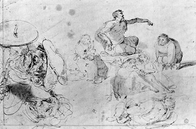 Une page de croquis, attribuée à Jérôme Bosch - Hieronymus Bosch