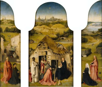 Adoration des Mages, Intérieur (Saint Pierre avec donateur, Adoration des Mages, Sainte Agnès avec donateur) - Hieronymus Bosch