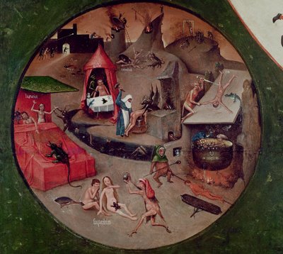 Table des Sept Péchés Capitaux et des Quatre Dernières Choses, détail de l