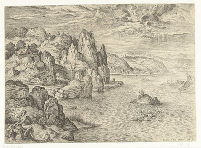 Paysage côtier avec Héro et Léandre - Hieronymus Cock