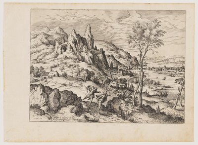 Daphné persécutée par Apollon, extrait de Paysages avec scènes bibliques et mythologiques - Hieronymus Cock