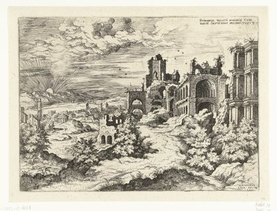 Vue sur le Palatin avec lever de soleil - Hieronymus Cock
