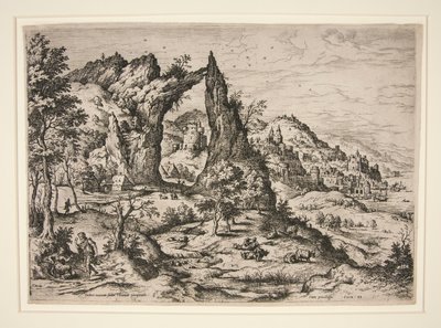 Judas et Thamar, de Paysages avec scènes bibliques et mythologiques - Hieronymus Cock