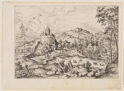 Mercure endormant Argus, extrait de Paysages avec scènes bibliques et mythologiques - Hieronymus Cock