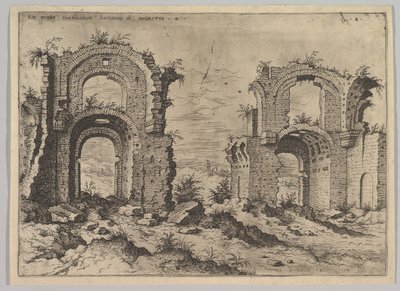 Deuxième vue des thermes de Dioclétien, de la série des ruines romaines - Hieronymus Cock