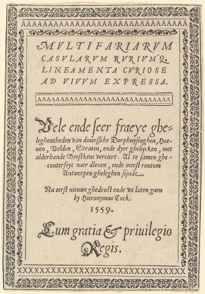 Page de titre pour "Multifariarum Casularum" - Hieronymus Cock