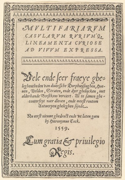 Page de titre de « Multifariarum Casularum » - Hieronymus Cock