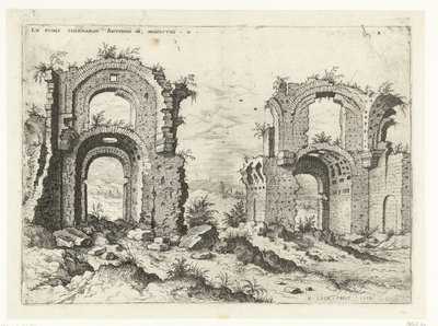 Deuxième vue des Thermes de Dioclétien (Ruines romaines) - Hieronymus Cock