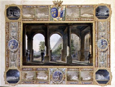 Le Palais Royal, Paris, entouré de vignettes des résidences d