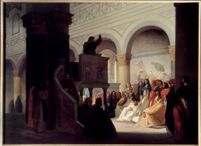 Savonarole prêchant à San Miniato à Florence - Hippolyte Flandrin