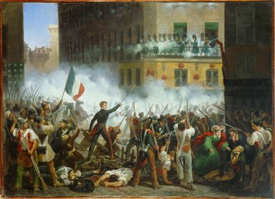 Bataille dans la rue de Rohan ... (huile sur toile) - Hippolyte Lecomte