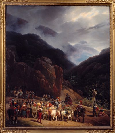 Le retour de la bataille de Marignan. Armées de François Ier revenant de Marignan (Maregnano) le 14/09/1515. - Hippolyte Lecomte