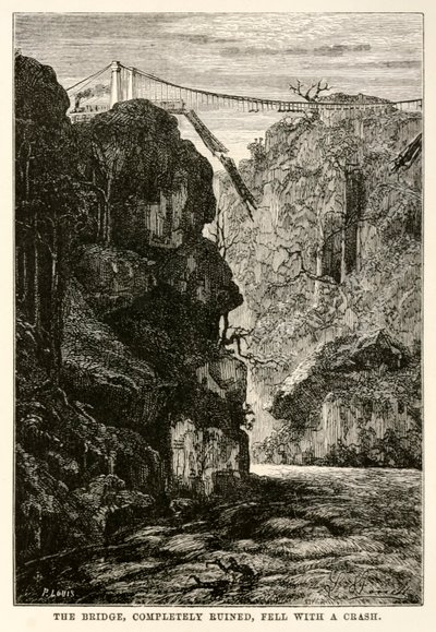 Le pont, complètement ruiné, s