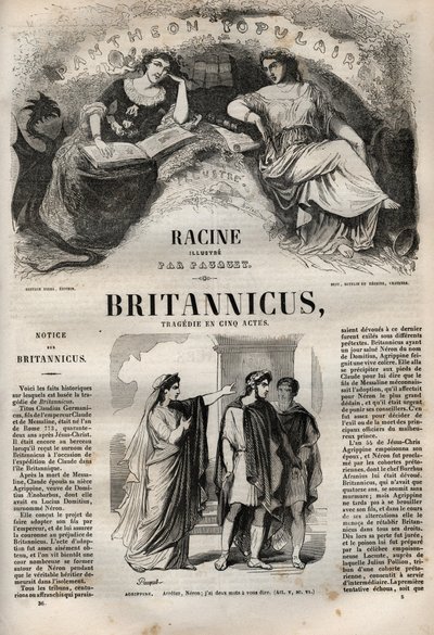 Britannicus tragédie en cinq actes - gravure dans "Œuvres de Jean Racine" illustrée par Pauquet et notice par Émile de La Bédollière - 1851 - Hippolyte Louis Pauquet