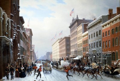 Une rue de Manhattan à New York en 1840 - Hippolyte Victor Valentin Sebron