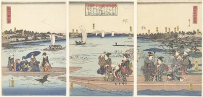 Ferries sur la rivière Sumida (Visages célèbres de la capitale orientale) - Hiroshige (I) , Utagawa