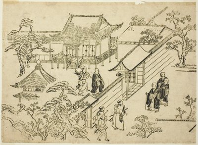 Honbo, de la série "Scènes de contemplation des fleurs à Ueno (Ueno hanami no tei)" - Hishikawa Moronobu