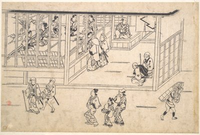 Scène de rue dans le Yoshiwara - Hishikawa Moronobu