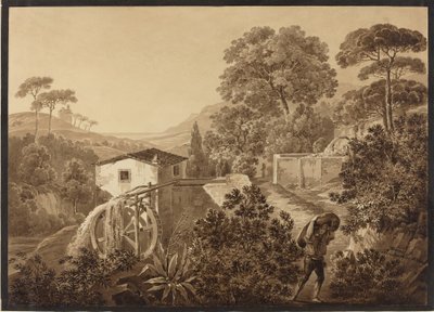 Paysage italien avec un moulin à eau - Hélène Boutourlin