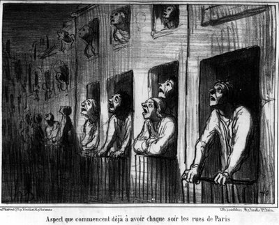 Aspect que les rues de Paris commencent déjà à avoir chaque nuit, caricature sur la comète de 1857 - Honoré Daumier