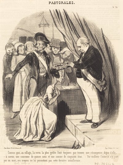 Comme quoi, au village, la vertu la plus grêlée... - Honoré Daumier