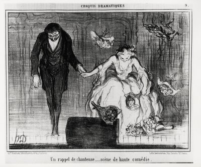 Esquisses dramatiques : un rappel de chanteur, scène de haute comédie. Illustration par Honoré Daumier (1808-1879), publiée dans « Charivari », datée du 9 janvier - Honoré Daumier