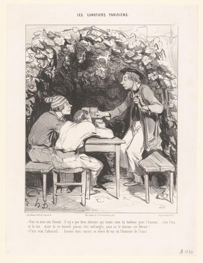 Trois hommes trinquant avec un verre de vin - Honoré Daumier