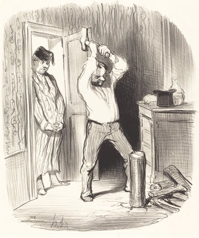 Est-il dieu permis... fendre du bois... - Honoré Daumier