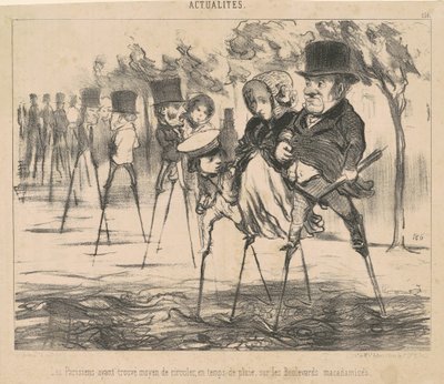 Les Parisiens ayant trouvé le moyen de circuler - Honoré Daumier