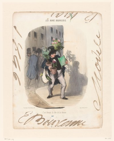 Homme apportant des plantes à sa femme - Honoré Daumier