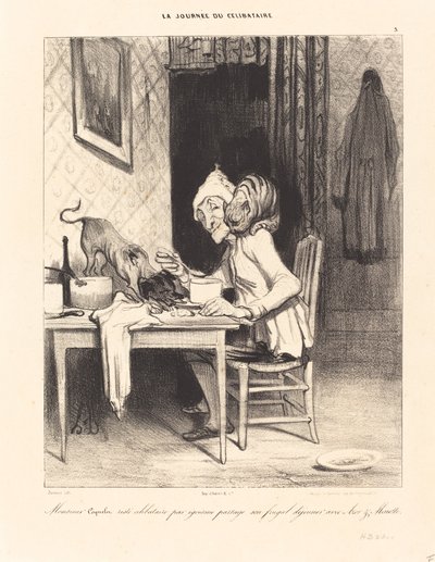 Monsieur Coquelet... partage son... déjeuner - Honoré Daumier