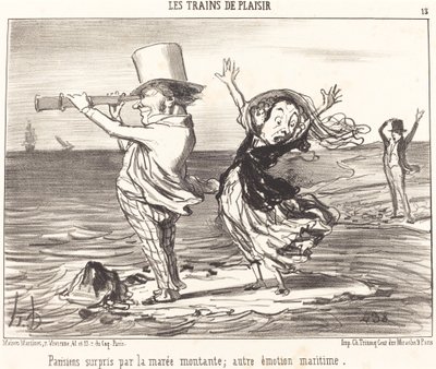 Parisiens surpris par la marée... - Honoré Daumier