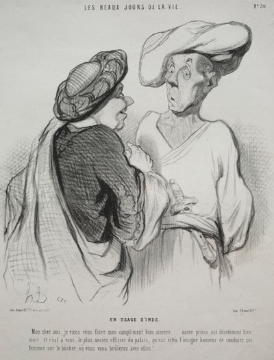 Les beaux jours de la vie, planche 30 : Une coutume indienne, 1844 - Honoré Daumier